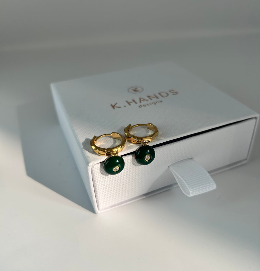 Mini Celt Hoops Green in Gold