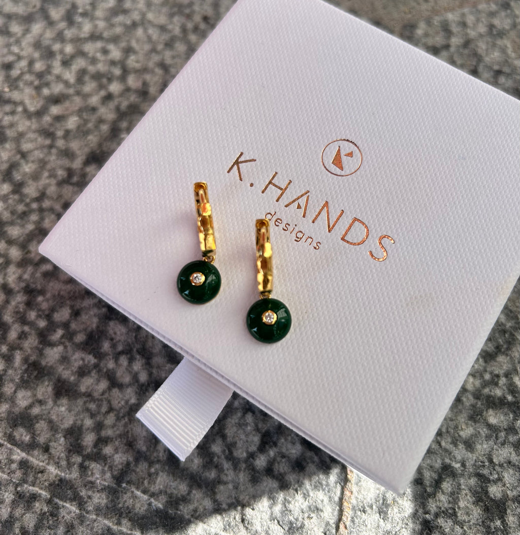 Mini Celt Hoops Green in Gold
