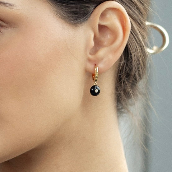 Mini Celt Hoops Black in Gold