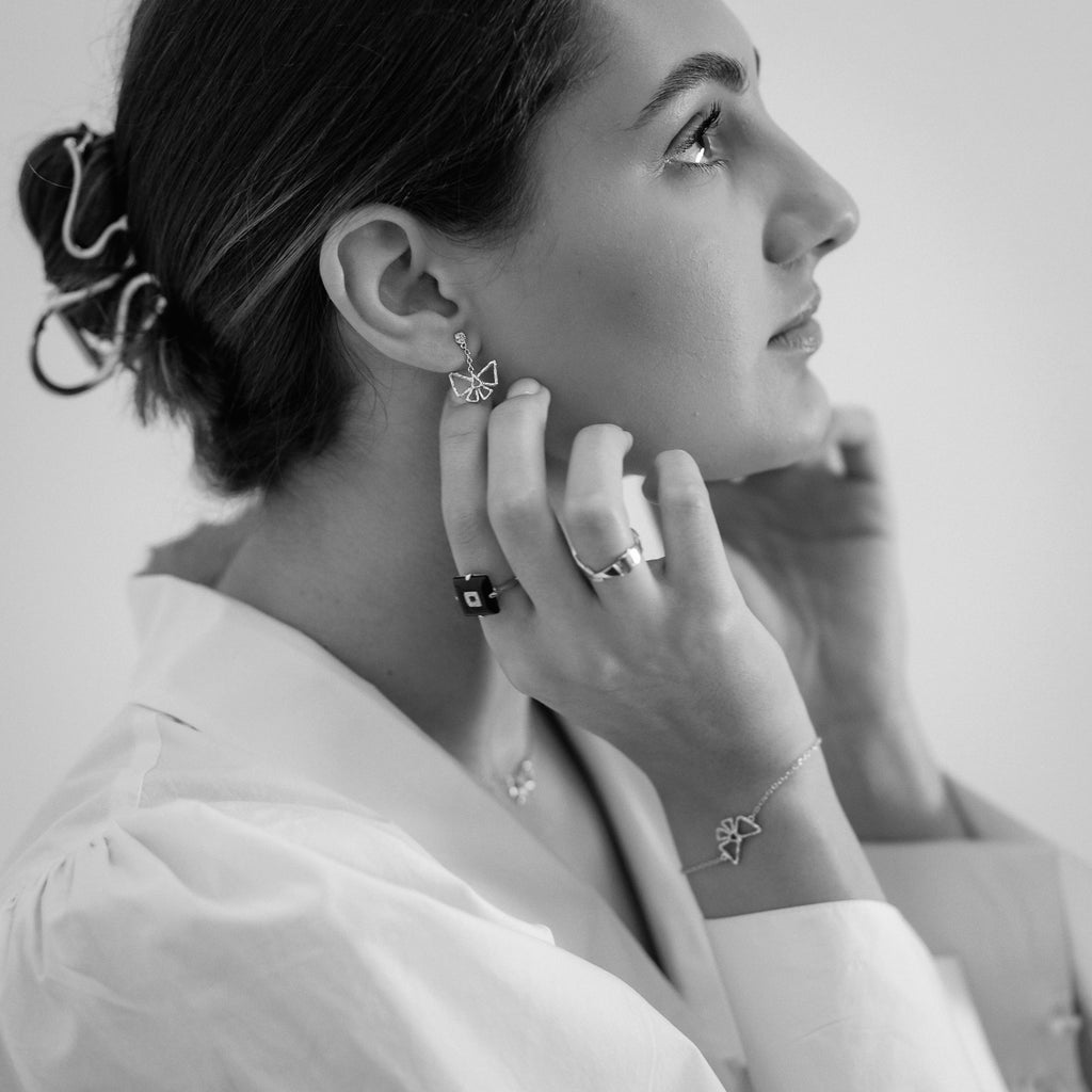 Bow Drop Earring Silver