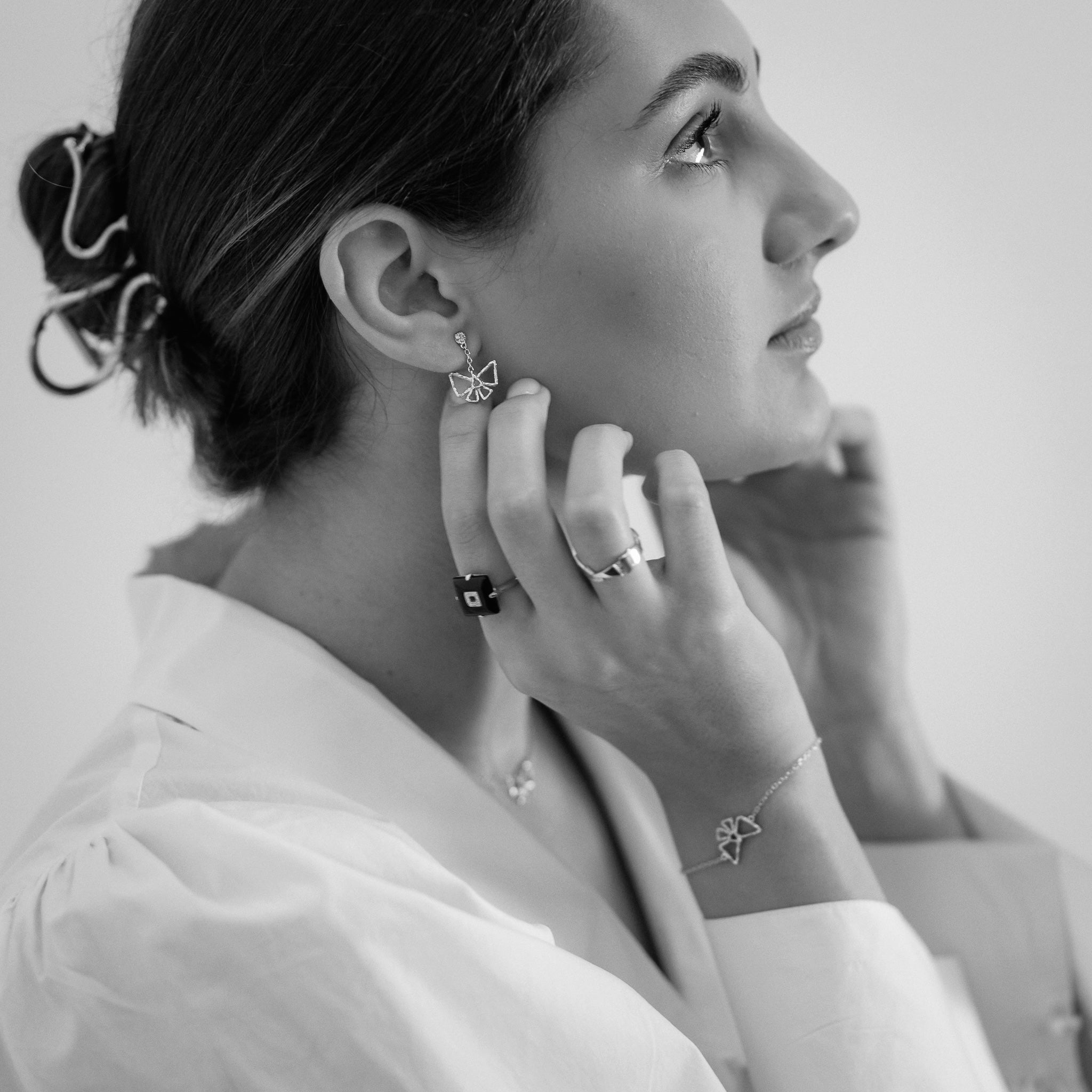 Bow Drop Earring Silver