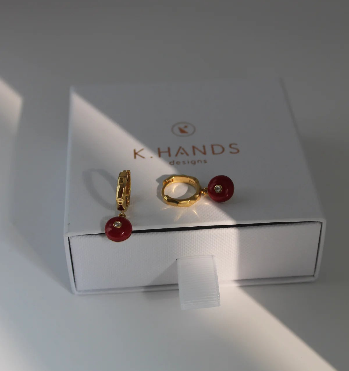 Mini Celt Hoops Pink in Gold