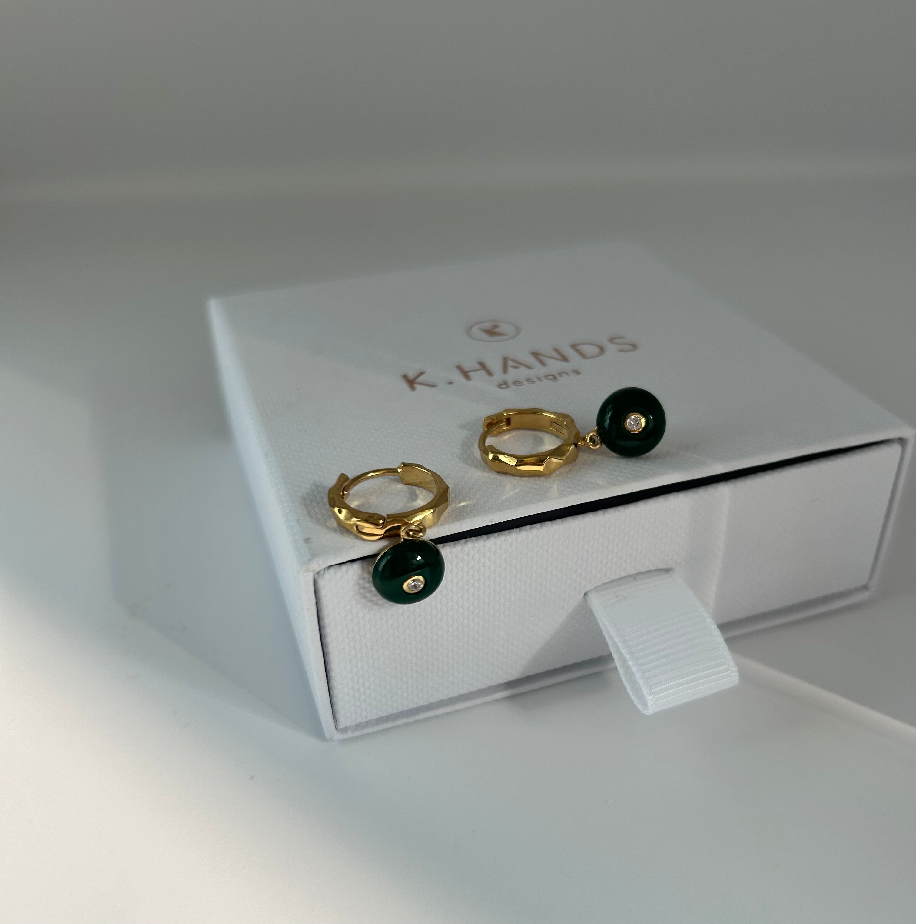 Mini Celt Hoops Green in Gold