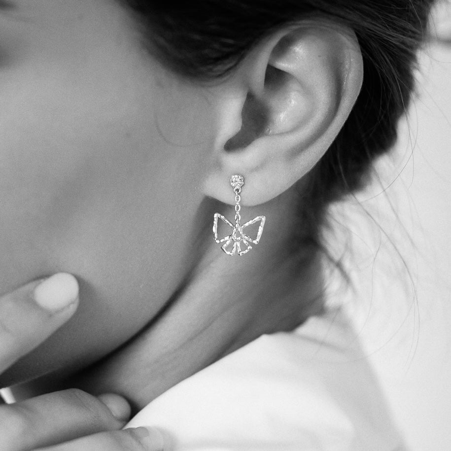 Bow Drop Earring Silver