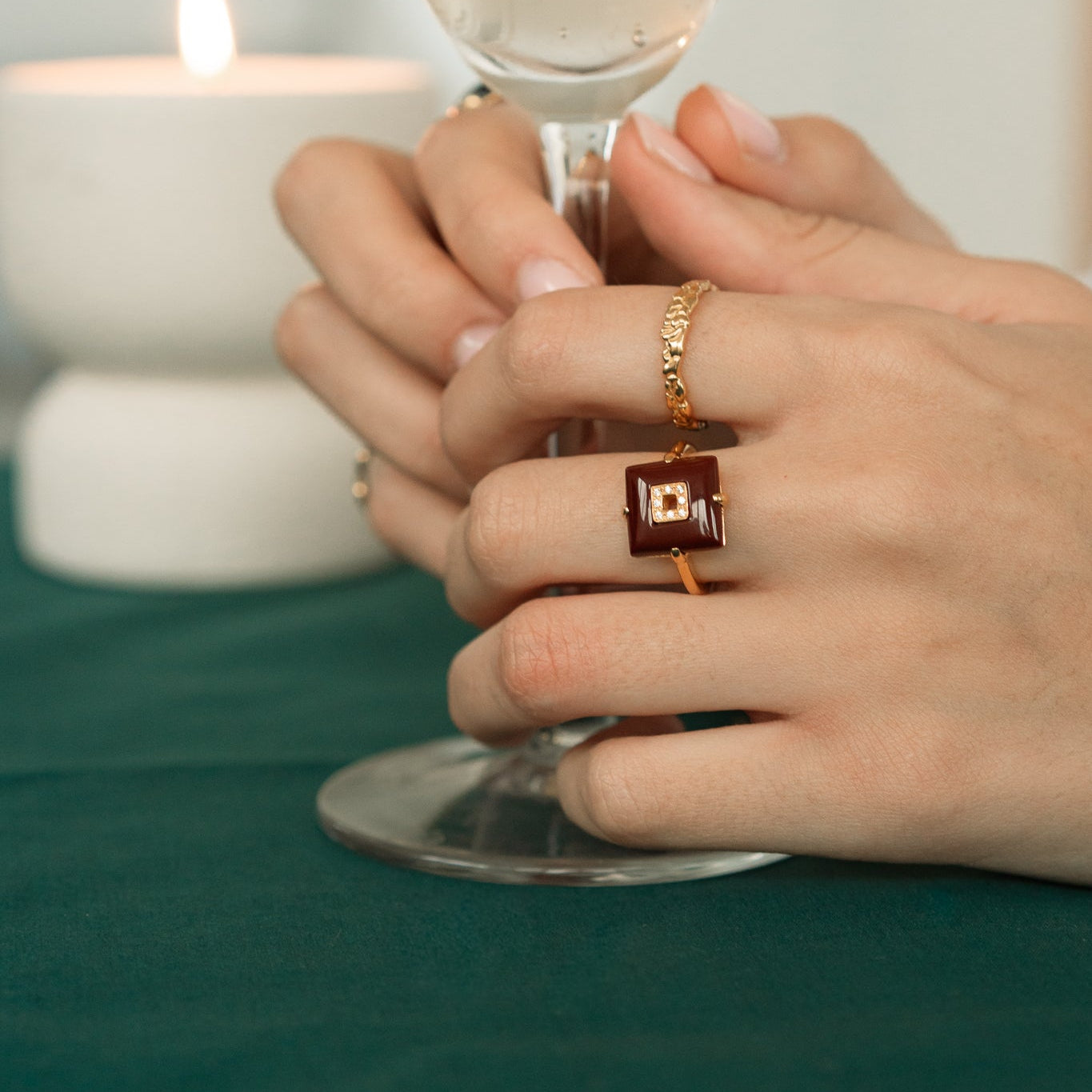 Core Ring Burgundy in Gold