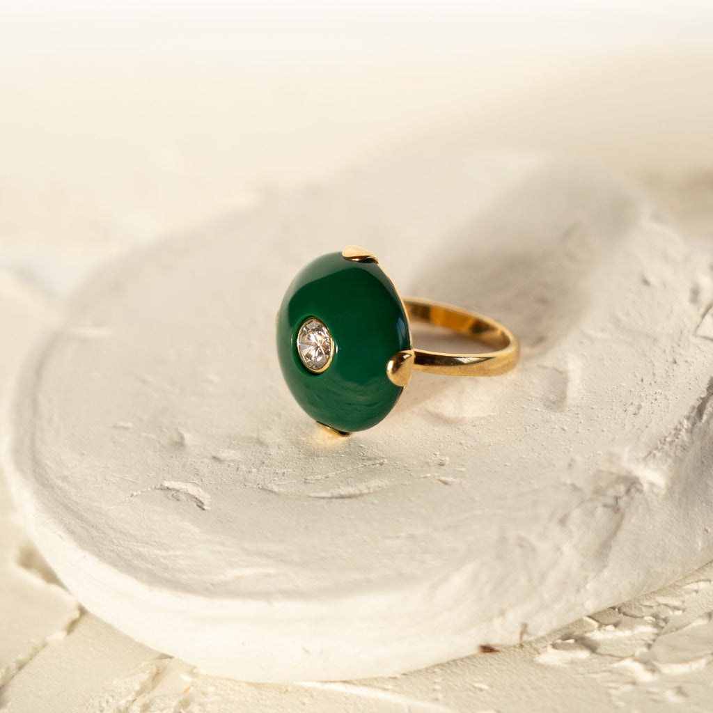 Celt Ring Green in Gold