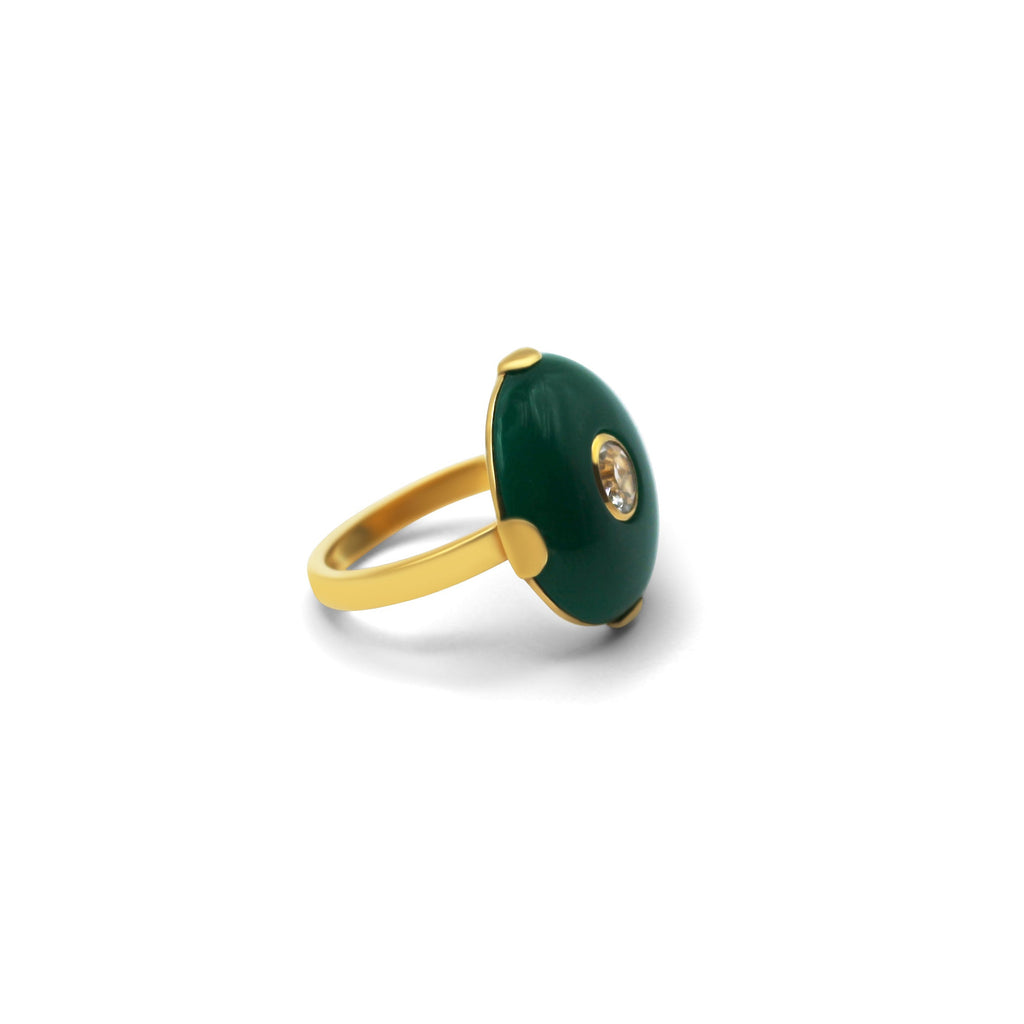 Celt Ring Green in Gold